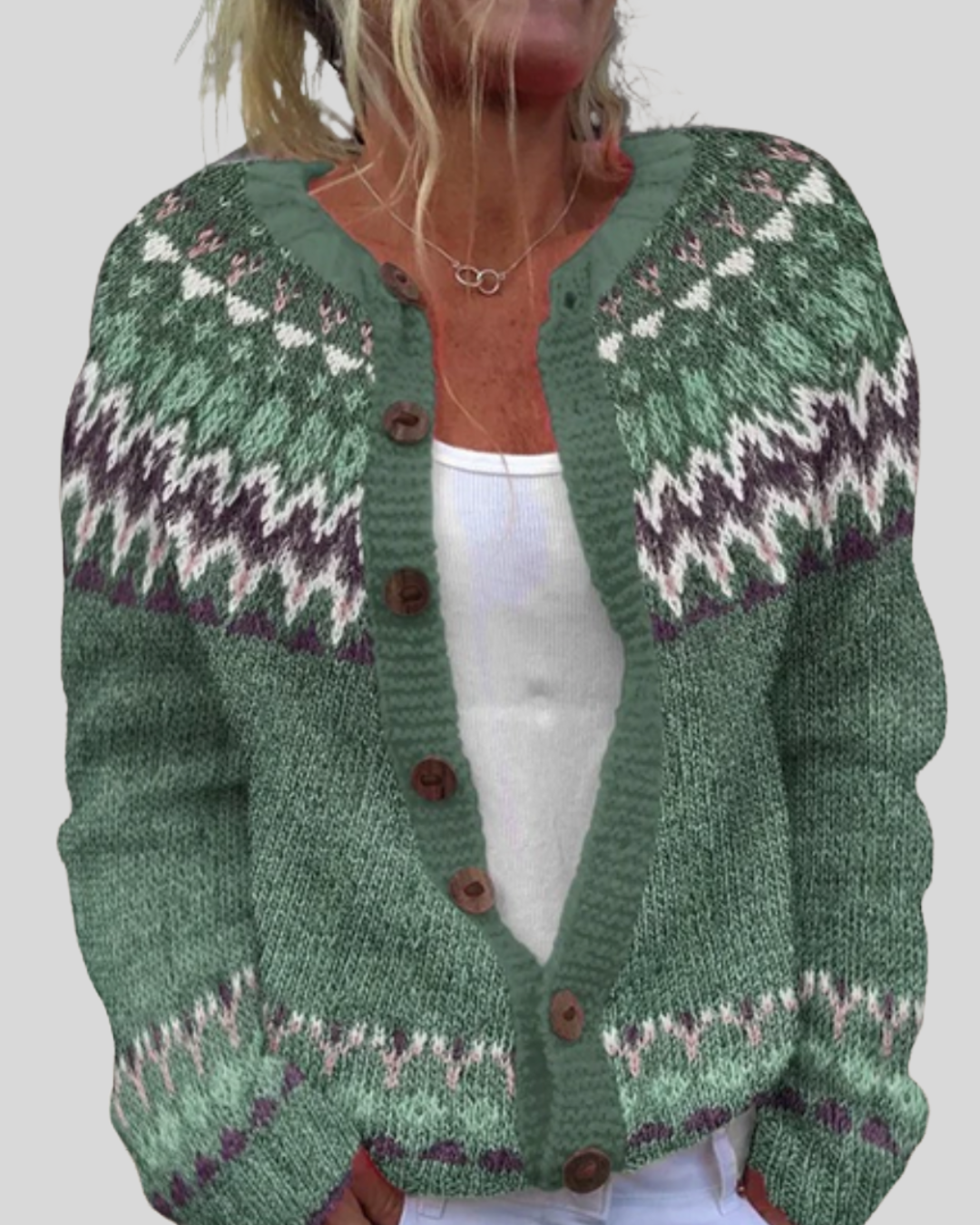 Äkta mode | Rosa Lös Passform Tryckt Cardigan
