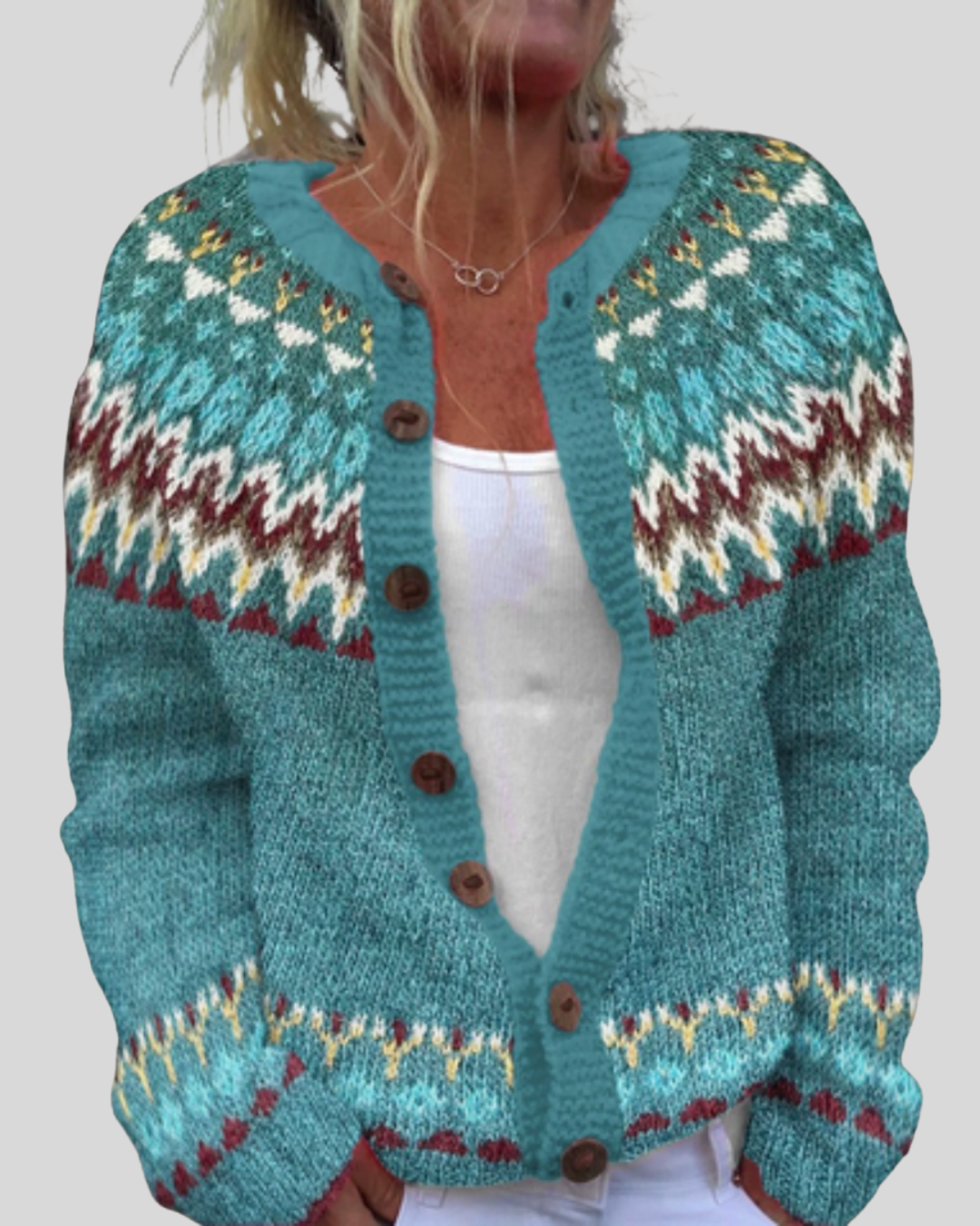 Äkta mode | Rosa Lös Passform Tryckt Cardigan