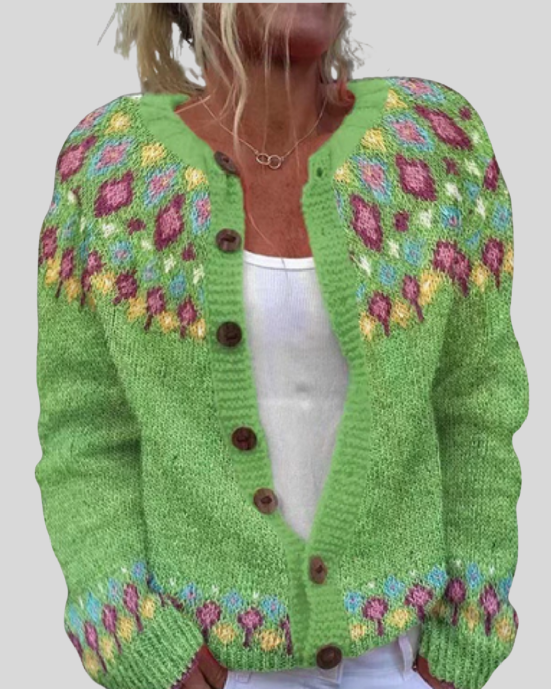 Äkta mode | Rosa Lös Passform Tryckt Cardigan