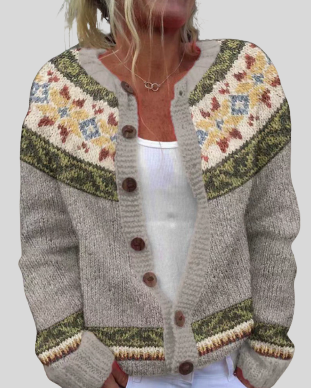 Äkta mode | Rosa Lös Passform Tryckt Cardigan