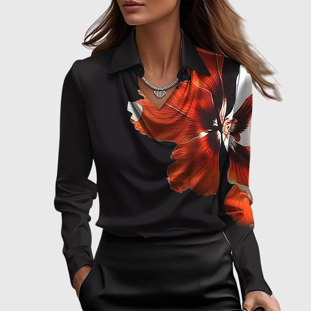 Äkta mode | Elegant Blus med Blomstertryck
