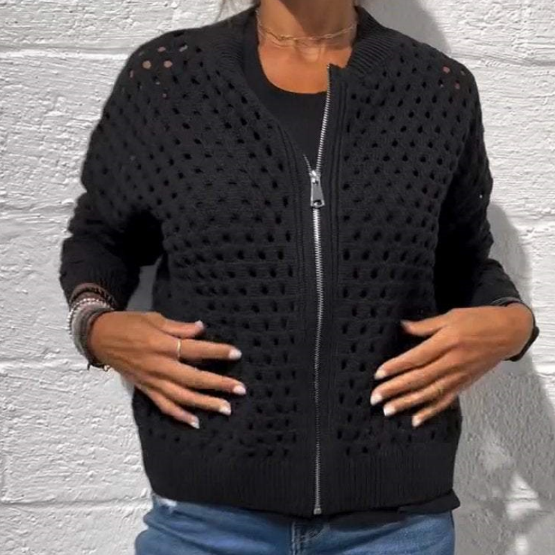 Äkta mode | Stickad Jacka med Dragkedja